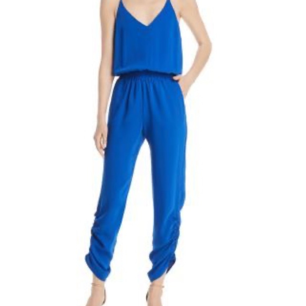 Amanda Uprichard Blue Jumpsuit, Tapered Legs, 25” Waist